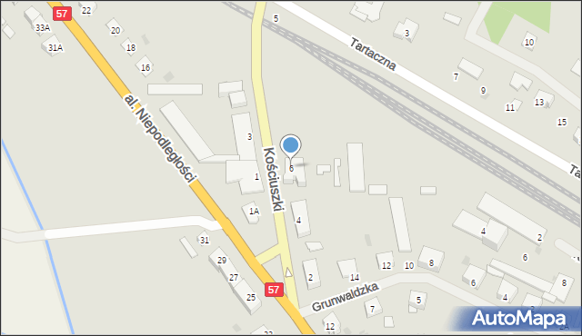 Biskupiec, Kościuszki Tadeusza, gen., 6, mapa Biskupiec