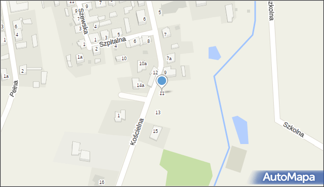 Biskupiec, Kościelna, 11, mapa Biskupiec