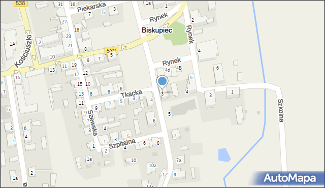 Biskupiec, Kościelna, 3, mapa Biskupiec