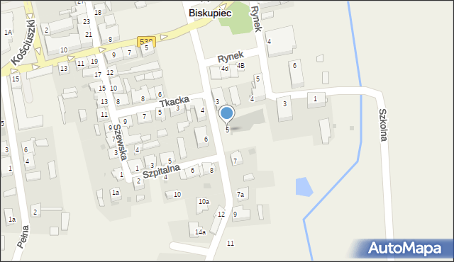 Biskupiec, Kościelna, 5, mapa Biskupiec