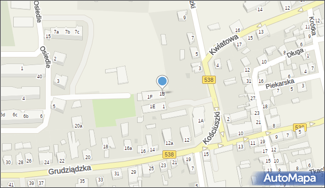 Biskupiec, Kościuszki Tadeusza, gen., 1B, mapa Biskupiec