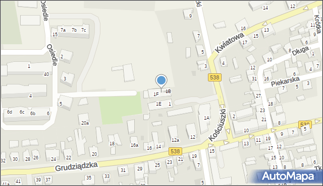 Biskupiec, Kościuszki Tadeusza, gen., 1D, mapa Biskupiec