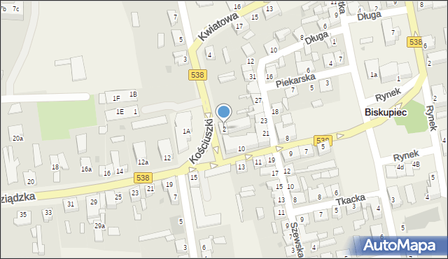 Biskupiec, Kościuszki Tadeusza, gen., 2, mapa Biskupiec