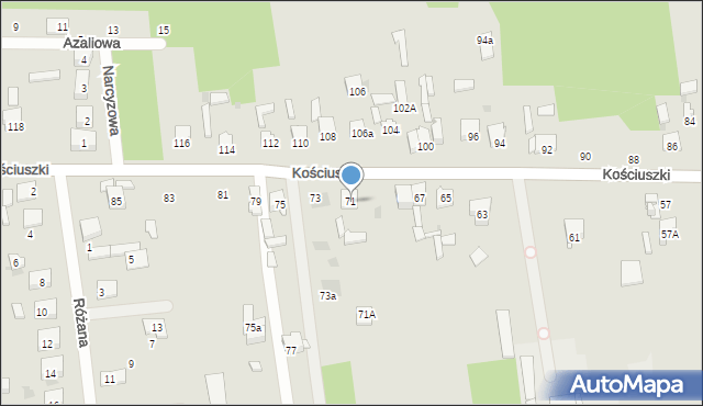 Blachownia, Kościuszki Tadeusza, gen., 71, mapa Blachownia