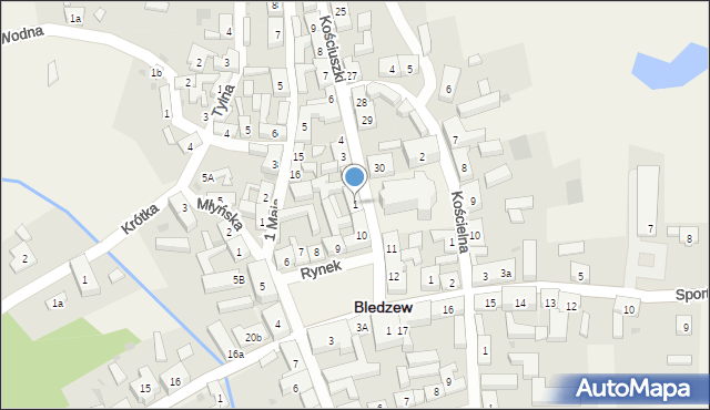 Bledzew, Kościuszki Tadeusza, gen., 1, mapa Bledzew