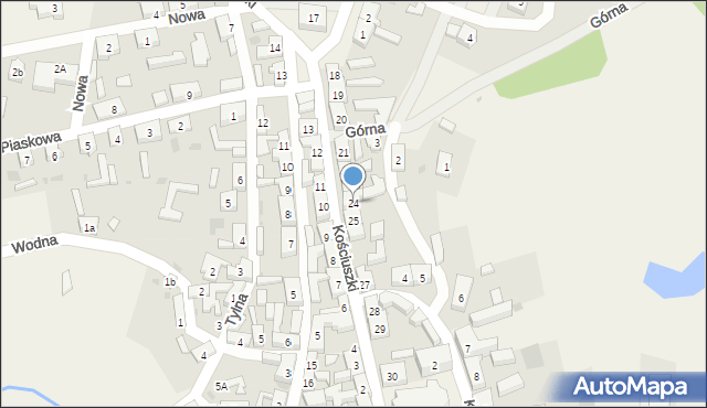 Bledzew, Kościuszki Tadeusza, gen., 24, mapa Bledzew