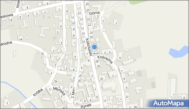 Bledzew, Kościuszki Tadeusza, gen., 27, mapa Bledzew