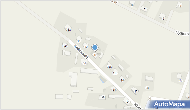 Bledzew, Kościuszki Tadeusza, gen., 31, mapa Bledzew