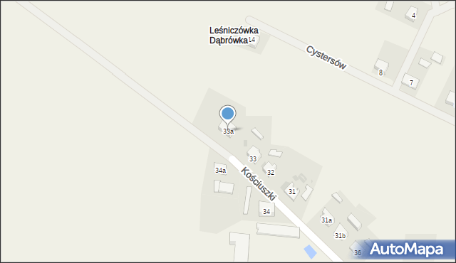 Bledzew, Kościuszki Tadeusza, gen., 33a, mapa Bledzew