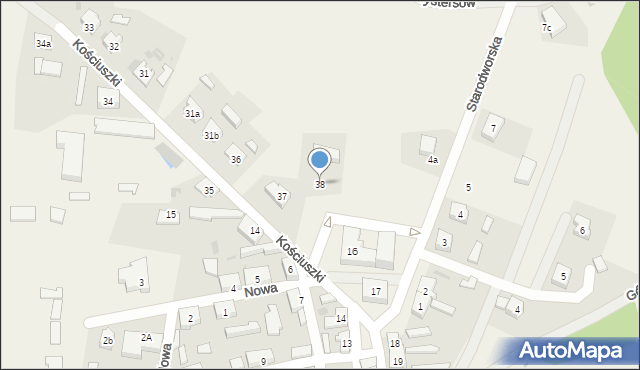 Bledzew, Kościuszki Tadeusza, gen., 38, mapa Bledzew