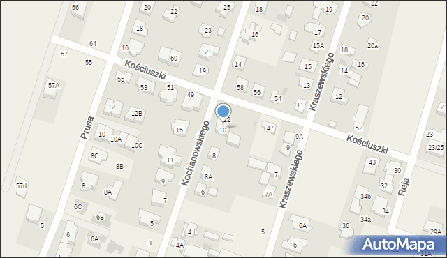 Blizne Jasińskiego, Kochanowskiego Jana, 10/12, mapa Blizne Jasińskiego