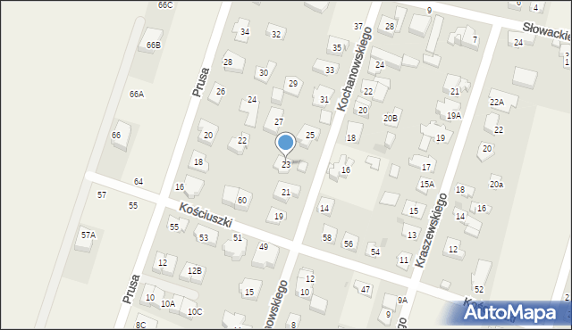 Blizne Jasińskiego, Kochanowskiego Jana, 23, mapa Blizne Jasińskiego