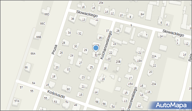 Blizne Jasińskiego, Kochanowskiego Jana, 31, mapa Blizne Jasińskiego