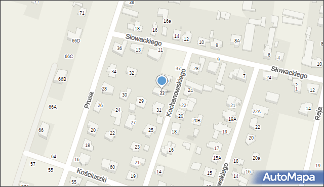 Blizne Jasińskiego, Kochanowskiego Jana, 33, mapa Blizne Jasińskiego