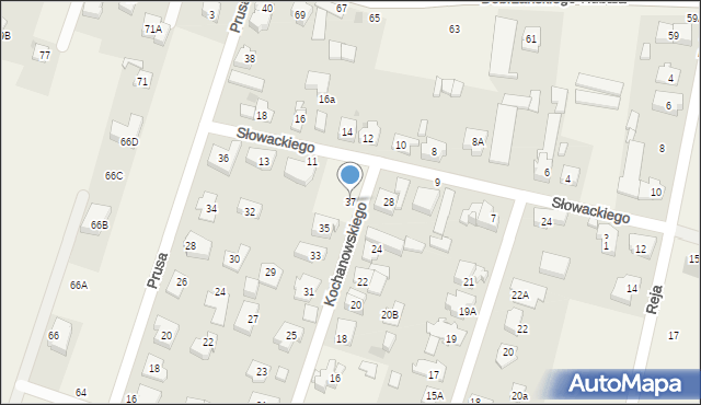 Blizne Jasińskiego, Kochanowskiego Jana, 37, mapa Blizne Jasińskiego