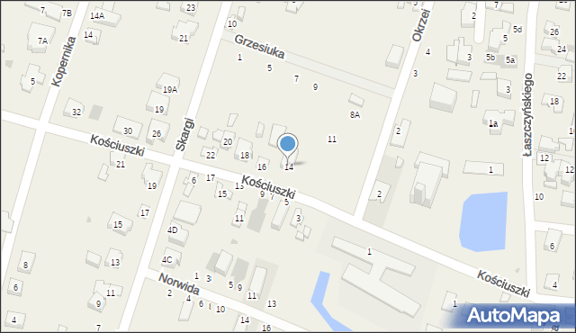 Blizne Jasińskiego, Kościuszki Tadeusza, gen., 14, mapa Blizne Jasińskiego