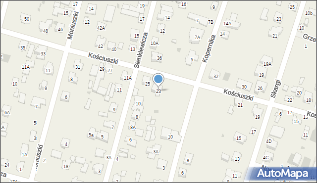 Blizne Jasińskiego, Kościuszki Tadeusza, gen., 23, mapa Blizne Jasińskiego