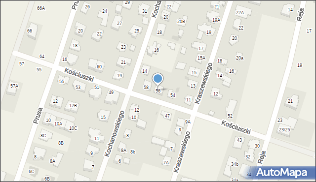 Blizne Jasińskiego, Kościuszki Tadeusza, gen., 56, mapa Blizne Jasińskiego