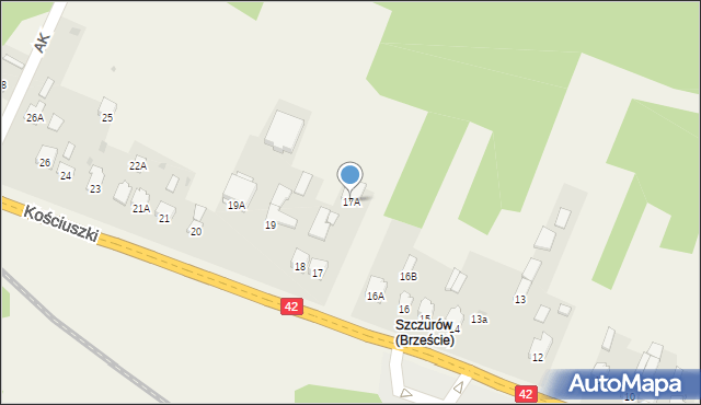 Bliżyn, Kościuszki Tadeusza, gen., 17A, mapa Bliżyn