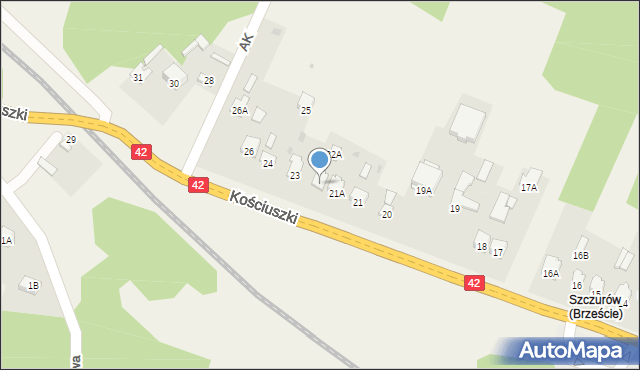 Bliżyn, Kościuszki Tadeusza, gen., 22, mapa Bliżyn