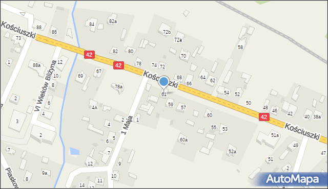Bliżyn, Kościuszki Tadeusza, gen., 61, mapa Bliżyn