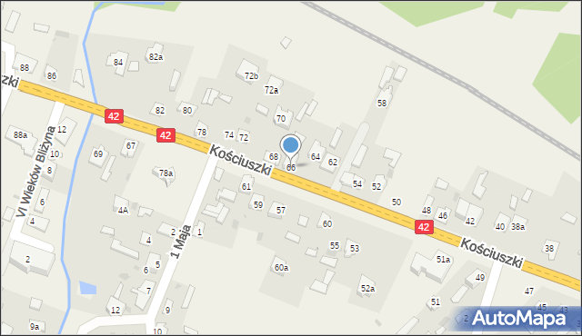 Bliżyn, Kościuszki Tadeusza, gen., 66, mapa Bliżyn