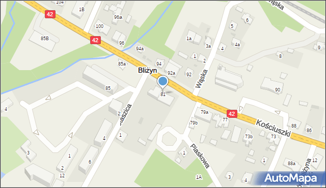 Bliżyn, Kościuszki Tadeusza, gen., 81, mapa Bliżyn