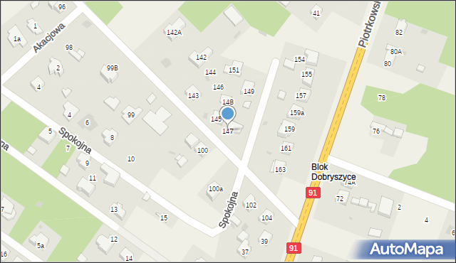 Blok Dobryszyce, Kochanowskiego Jana, 147, mapa Blok Dobryszyce