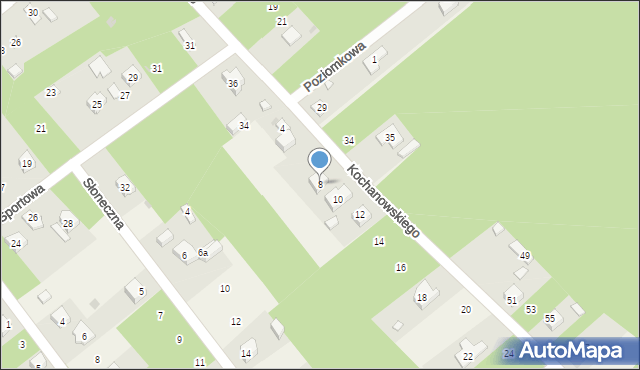 Blok Dobryszyce, Kochanowskiego Jana, 8, mapa Blok Dobryszyce