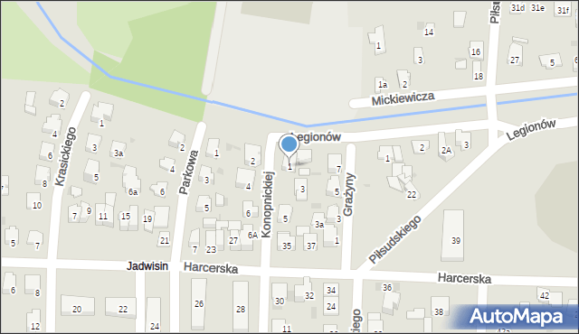 Błonie, Konopnickiej Marii, 1, mapa Błonie