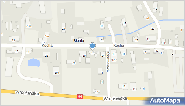 Błonie, Kocha Roberta, 16, mapa Błonie