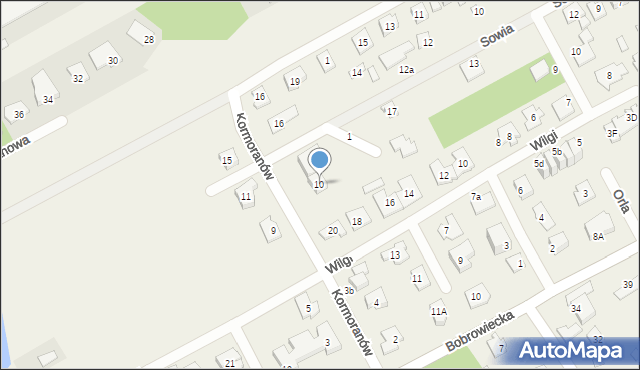 Bobrowiec, Kormoranów, 10, mapa Bobrowiec