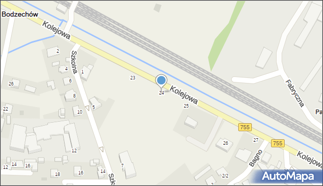 Bodzechów, Kolejowa, 24, mapa Bodzechów