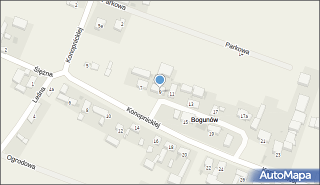 Bogunów, Konopnickiej Marii, 9, mapa Bogunów