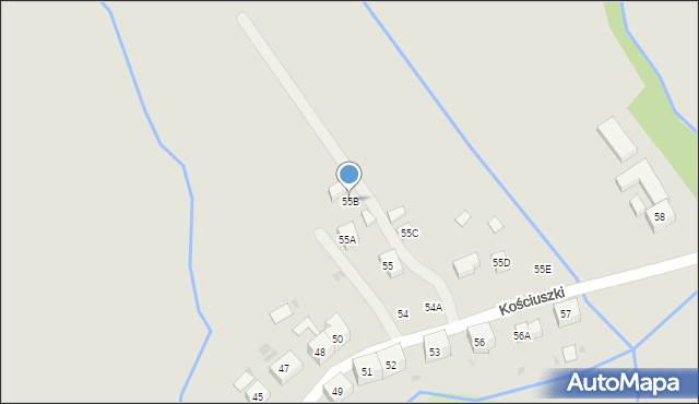 Boguszów-Gorce, Kościuszki Tadeusza, gen., 55B, mapa Boguszów-Gorce