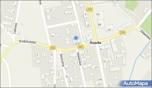 Bojadła, Kościuszki Tadeusza, gen., 11, mapa Bojadła