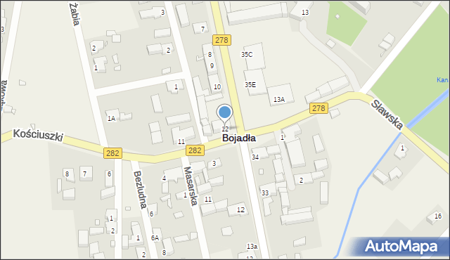 Bojadła, Kościuszki Tadeusza, gen., 12, mapa Bojadła