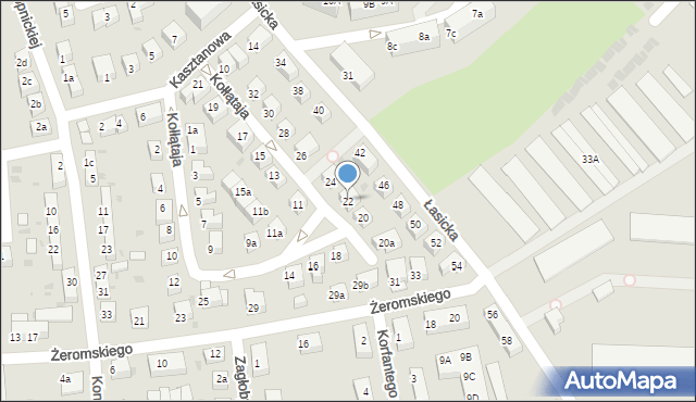 Bolesławiec, Kołłątaja Hugo, 22, mapa Bolesławca