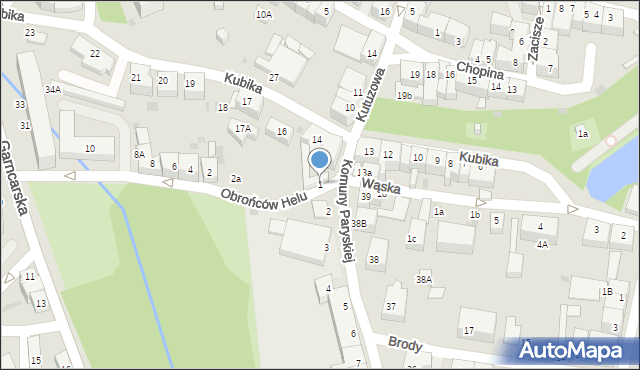 Bolesławiec, Komuny Paryskiej, 1, mapa Bolesławca