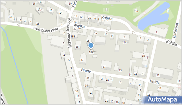 Bolesławiec, Komuny Paryskiej, 38A, mapa Bolesławca