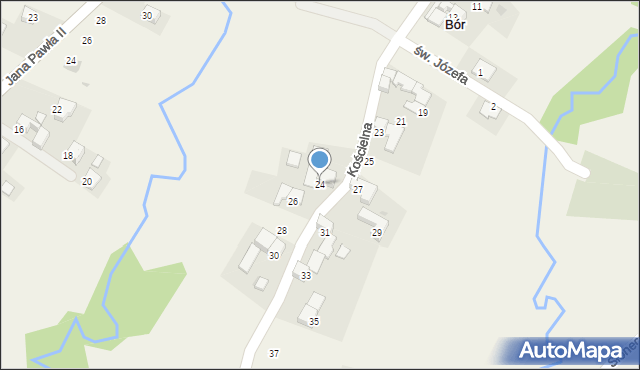 Bór, Kościelna, 24, mapa Bór