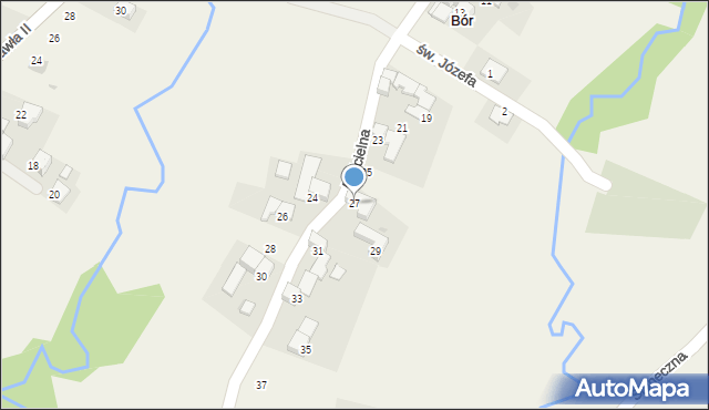 Bór, Kościelna, 27, mapa Bór
