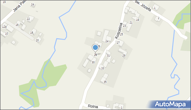 Bór, Kościelna, 28, mapa Bór