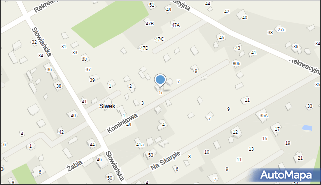 Borki, Kominkowa, 5, mapa Borki