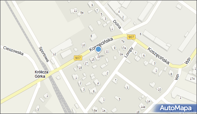 Boronów, Koszęcińska, 13, mapa Boronów