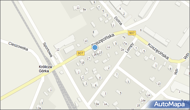 Boronów, Koszęcińska, 15, mapa Boronów