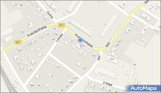 Boronów, Koszęcińska, 3, mapa Boronów