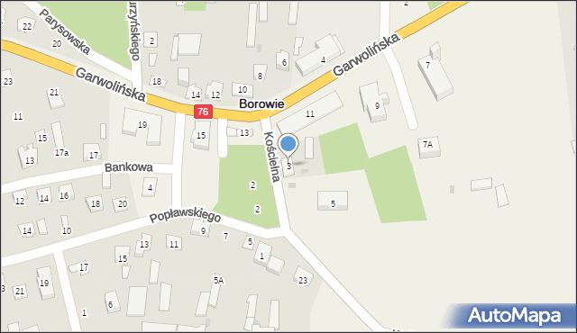 Borowie, Kościelna, 3, mapa Borowie