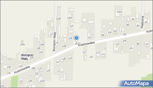 Borzęcin Duży, Kosmowska, 112, mapa Borzęcin Duży