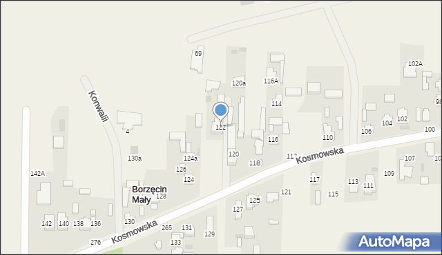 Borzęcin Duży, Kosmowska, 122, mapa Borzęcin Duży